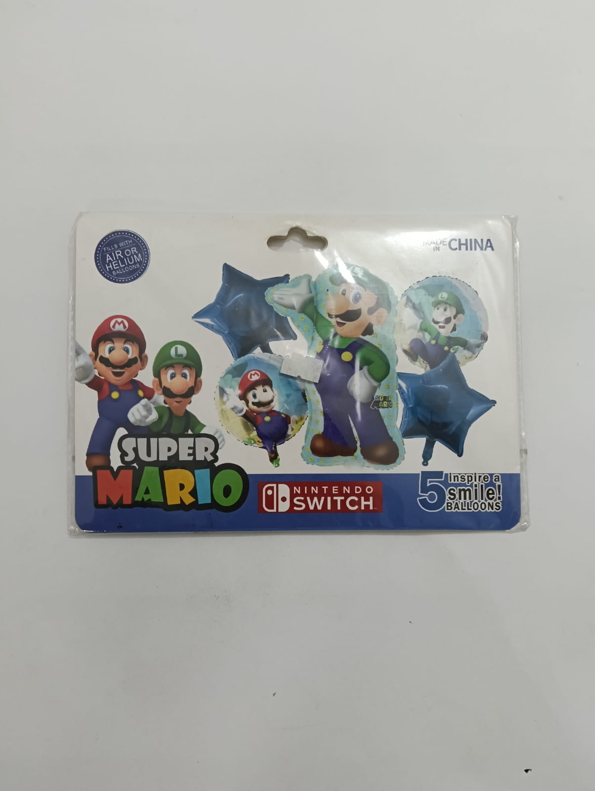 LUIGI MARIO BROS SET DE 5 GLOBOS METÁLICOS