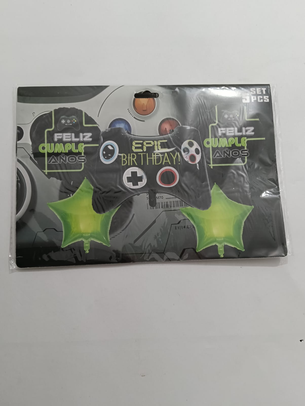 CONTROL VIDEOJUEGOS SET 5 GLOBOS METÁLICOS