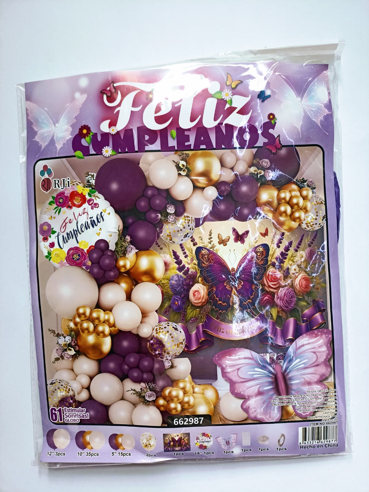 MARIPOSA ARCO COMPLETO FELIZ CUMPLEAÑOS