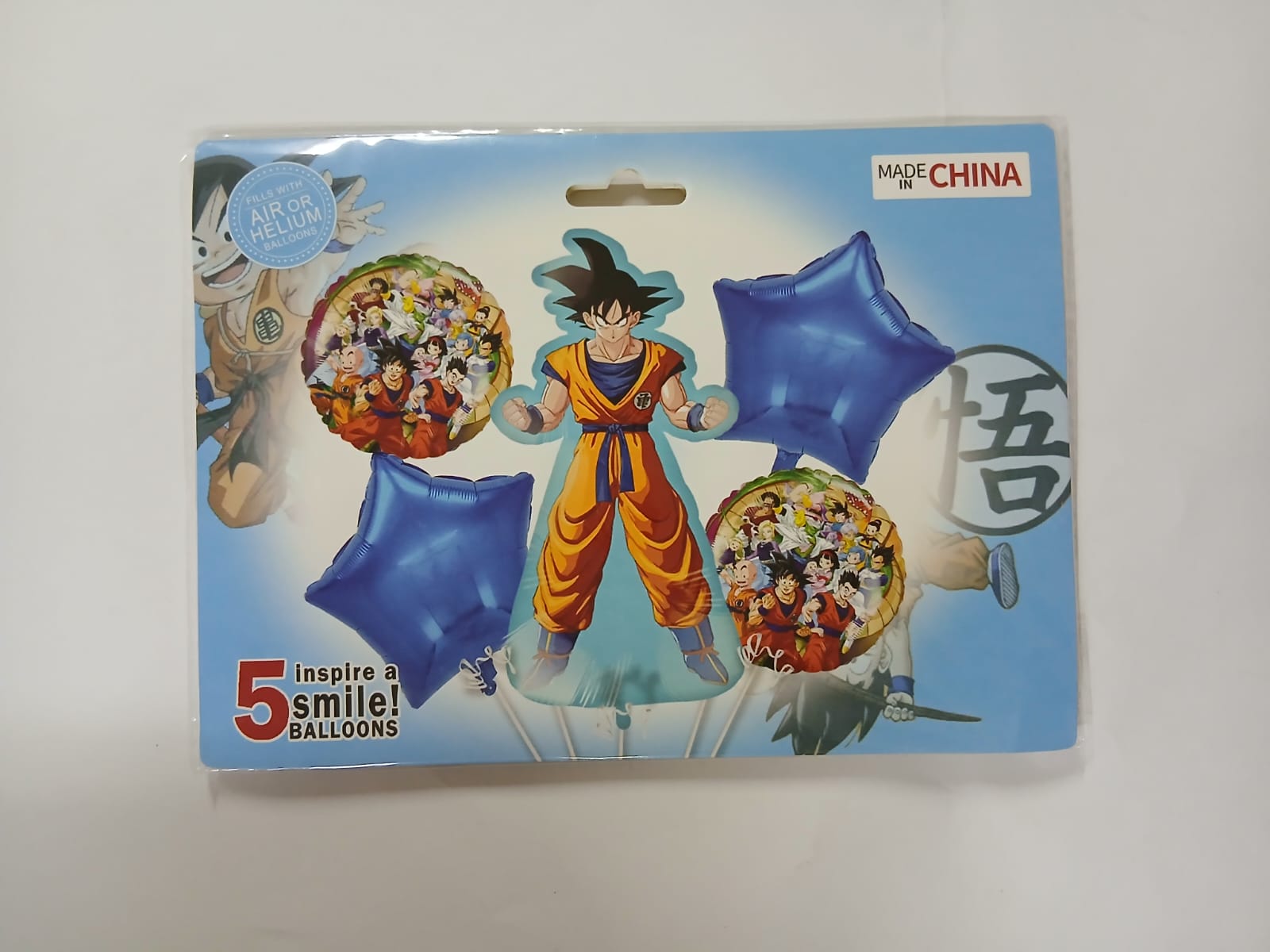 GOKU SET DE 5 GLOBOS METÁLICOS