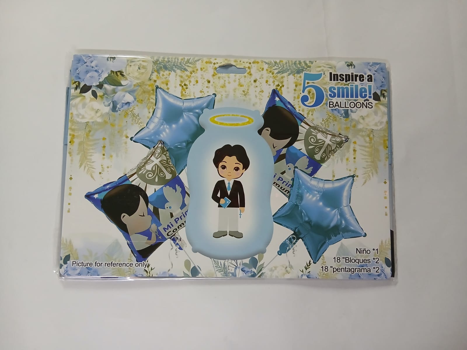 MI PRIMERA COMUNION NIÑO SET DE 5 GLOBOS METÁLICOS