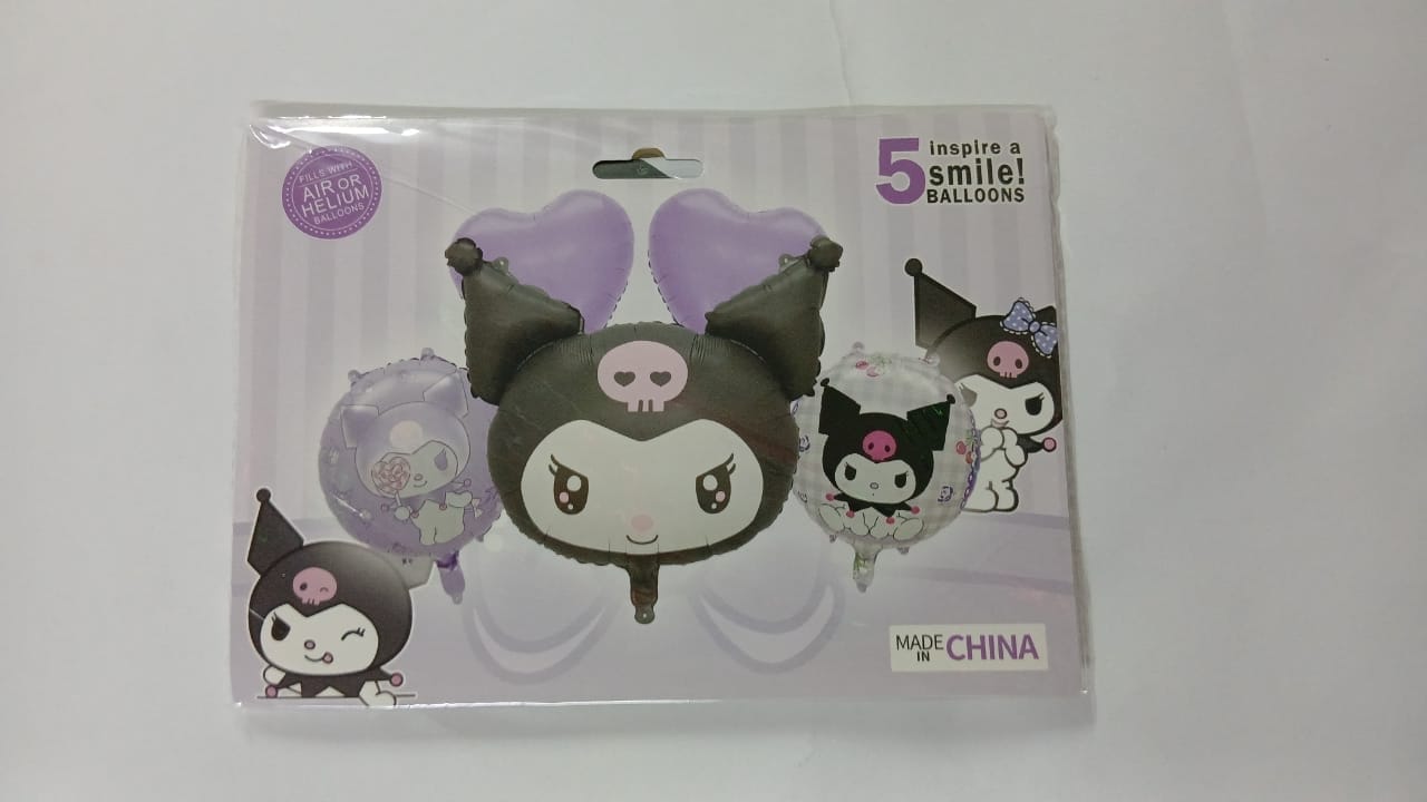 KUROMI SET DE 5 GLOBOS METÁLICOS