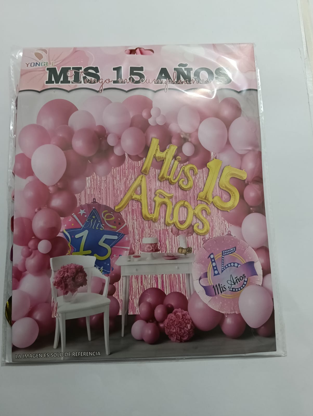 ARCO COMPLETO XV AÑOS (DORADO, ROSA, ROSA PASTEL)