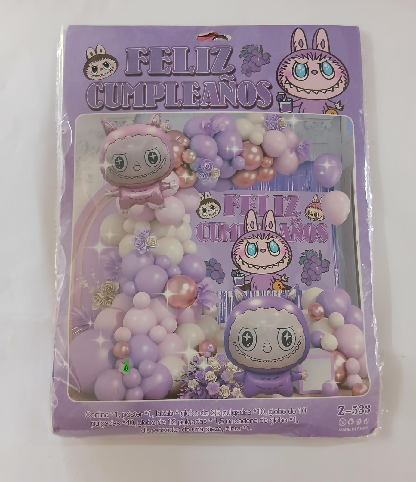 LABUBU ARCO COMPLETO FELIZ CUMPLEAÑOS