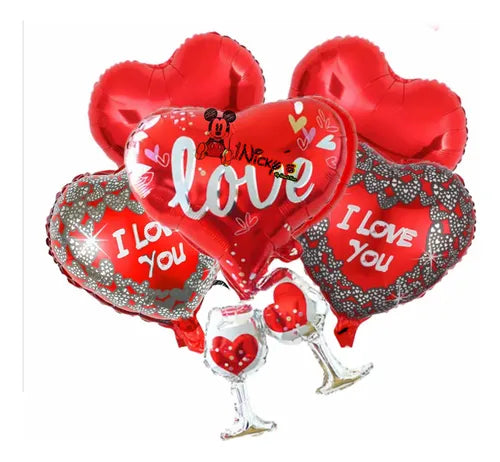 SET 5 GLOBOS SAN VALENTIN TE AMO HAZ CLICK
