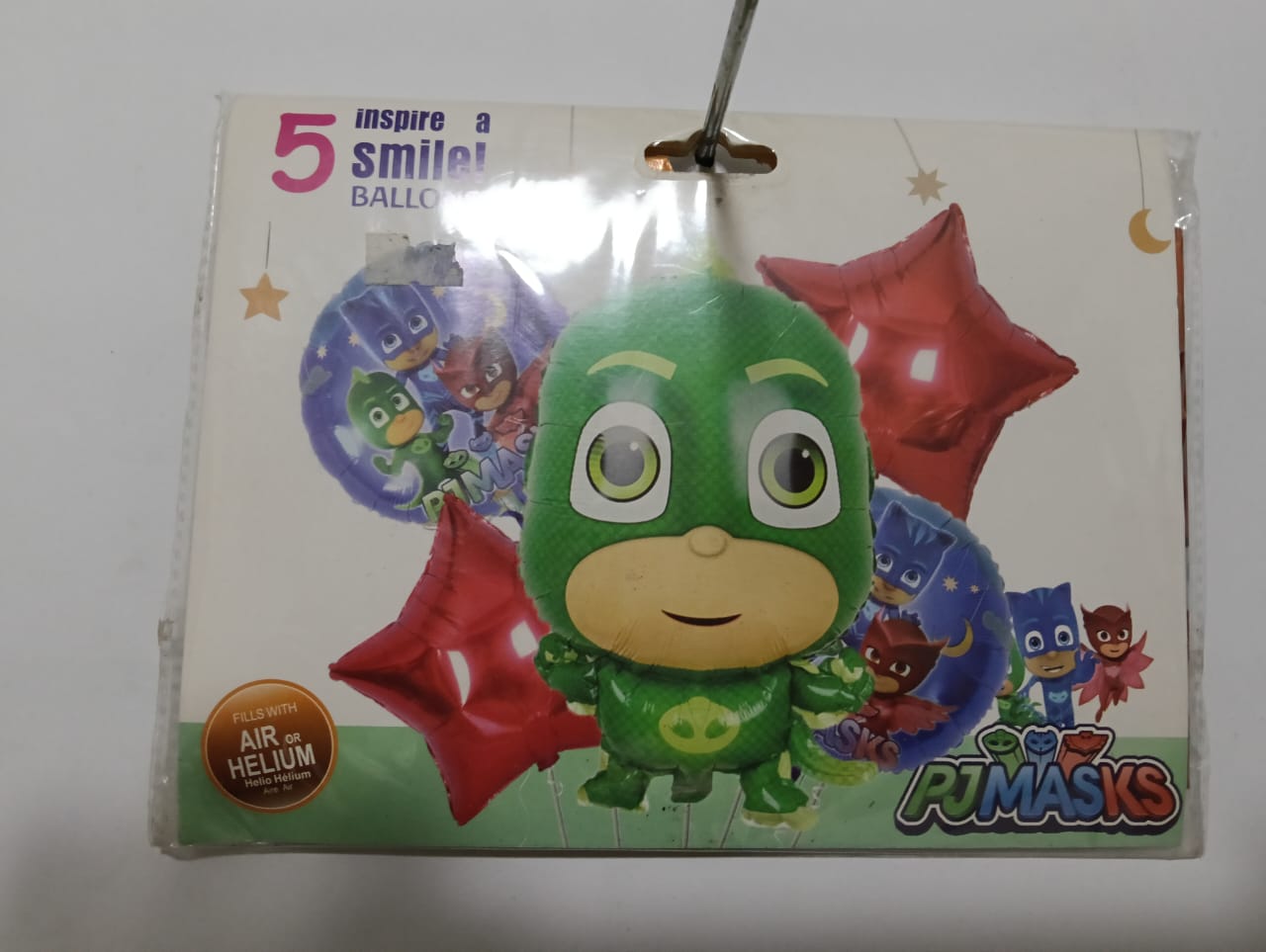 GECKO PJ MASKS HEROES EN PIJAMAS SET DE 5 GLOBOS METÁLICOS
