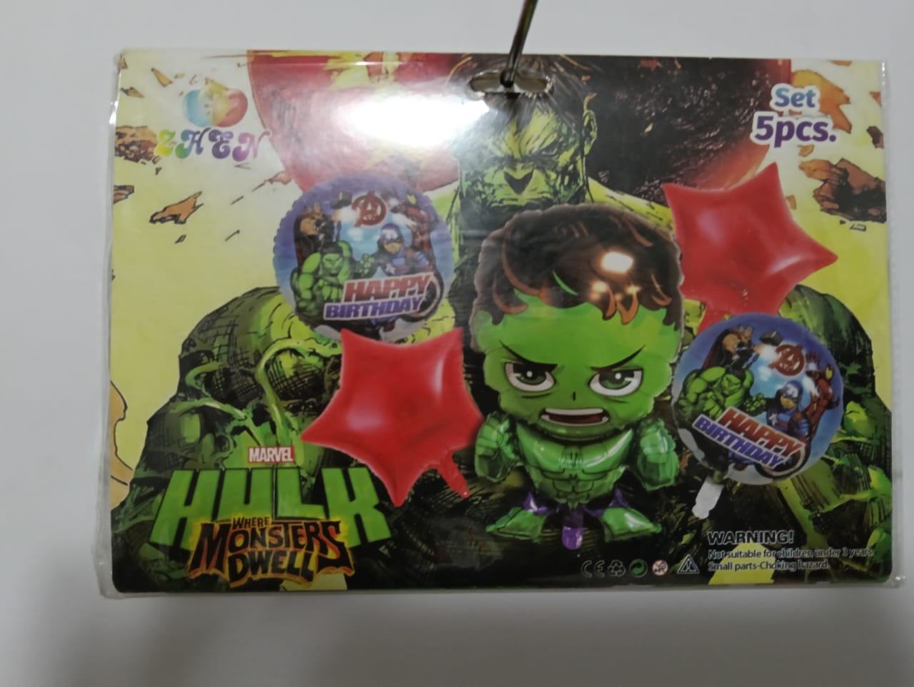 HULK SET 5 GLOBOS METÁLICOS