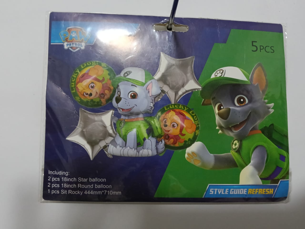 ROCKY PAW PATROL SET 5 GLOBOS METÁLICOS