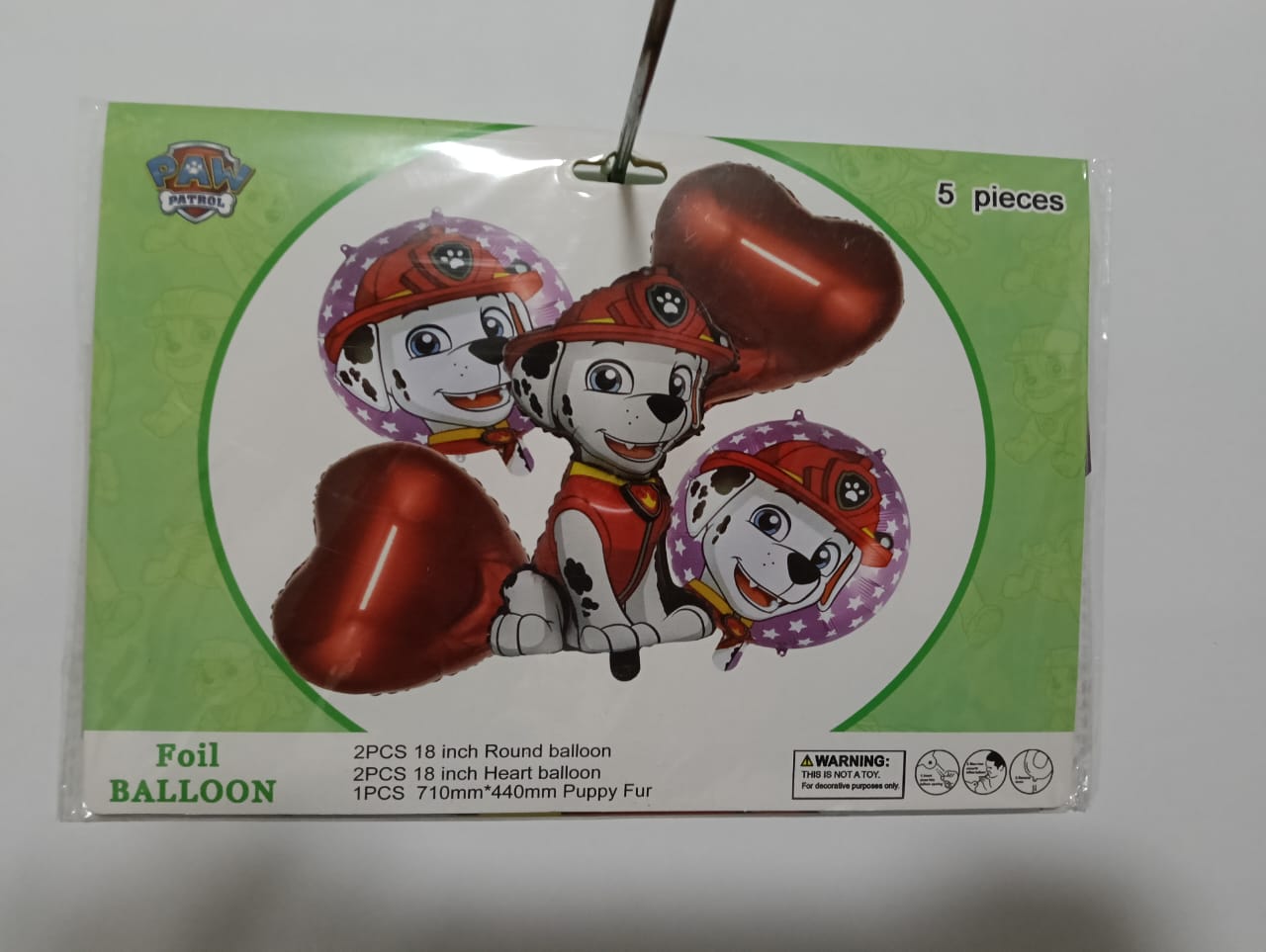 MARSHALL PAW PATROL SET DE 5 GLOBOS METÁLICOS