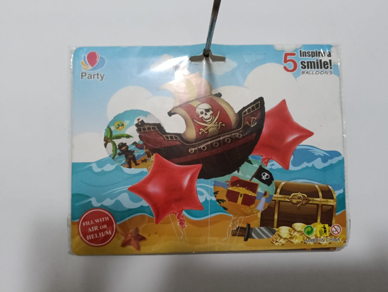 BARCO PIRATA SET 5 GLOBOS METÁLICOS