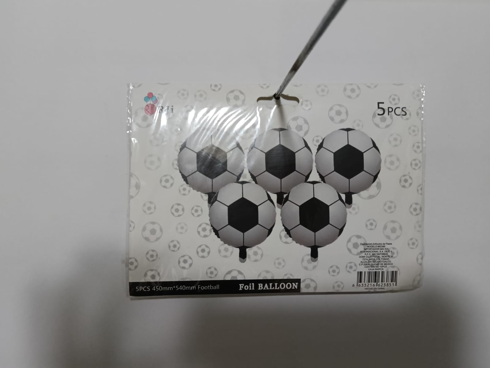 BALON FUTBOL SET DE 5 GLOBOS METÁLICOS