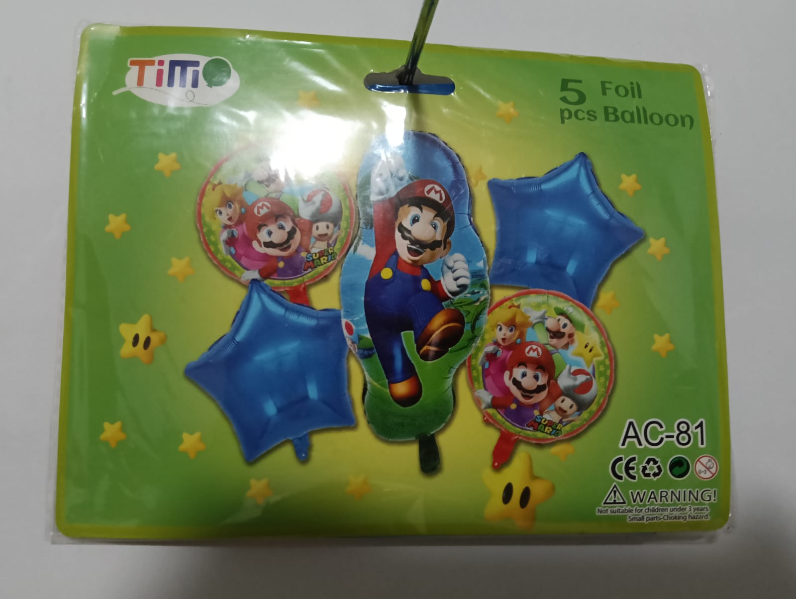 MARIO BROS SET 5 GLOBOS METÁLICOS