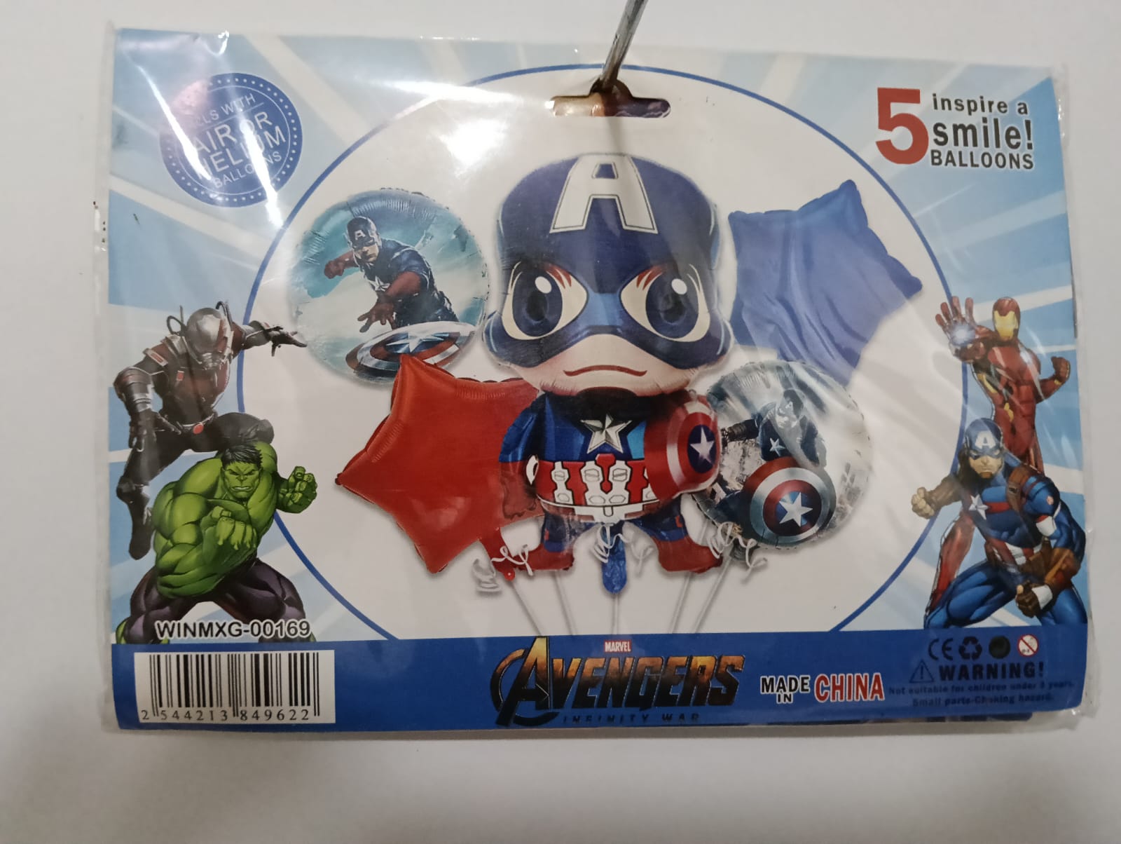 CAPITÁN AMÉRICA SET 5 GLOBOS METÁLICOS