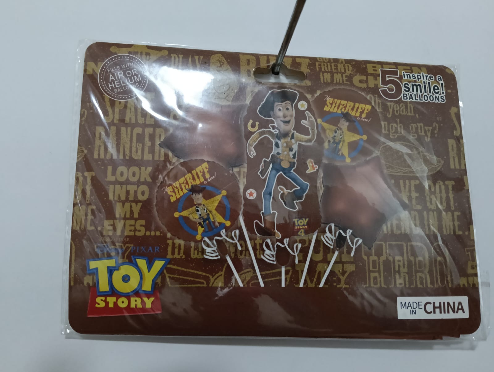 WOODY TOY STORY SET 5 GLOBOS METÁLICOS