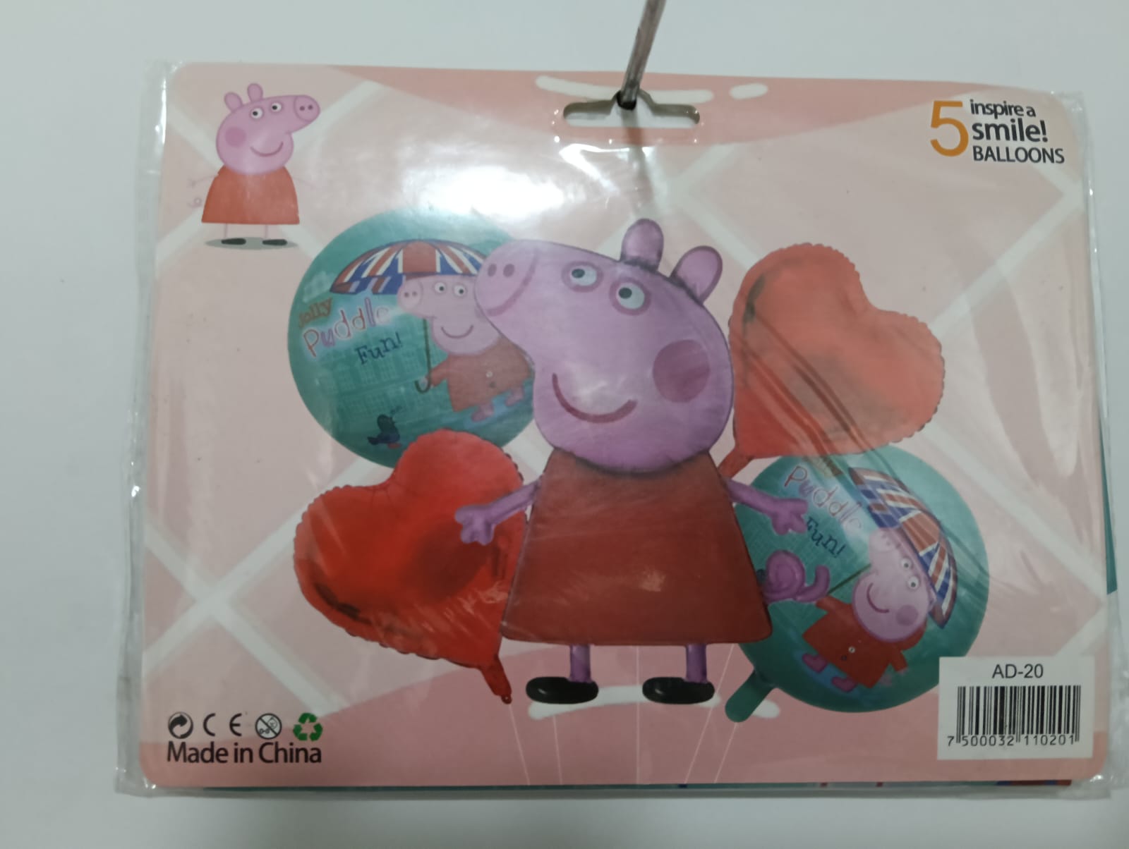 PEPPA SET 5 GLOBOS METÁLICOS