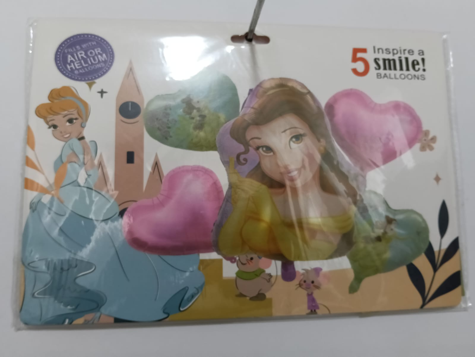 LA BELLA Y LA BESTIA SET DE 5 GLOBOS METÁLICOS
