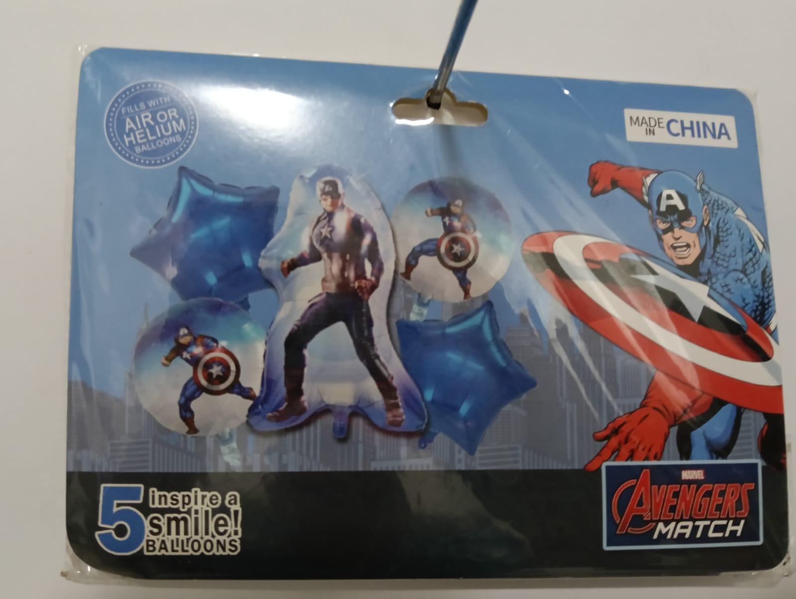 CAPITAN AMERICA SET 5 GLOBOS METÁLICOS