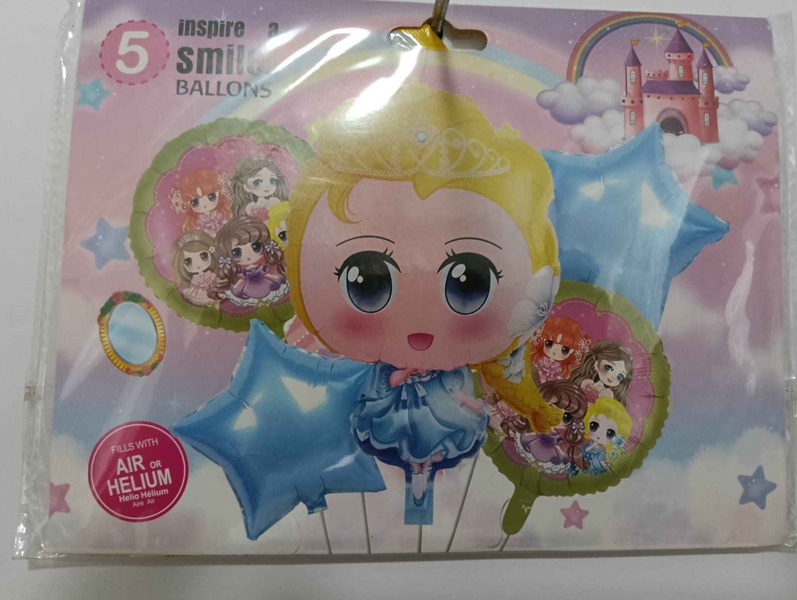 CENICIENTA BEBE SET 5 GLOBOS METÁLICOS