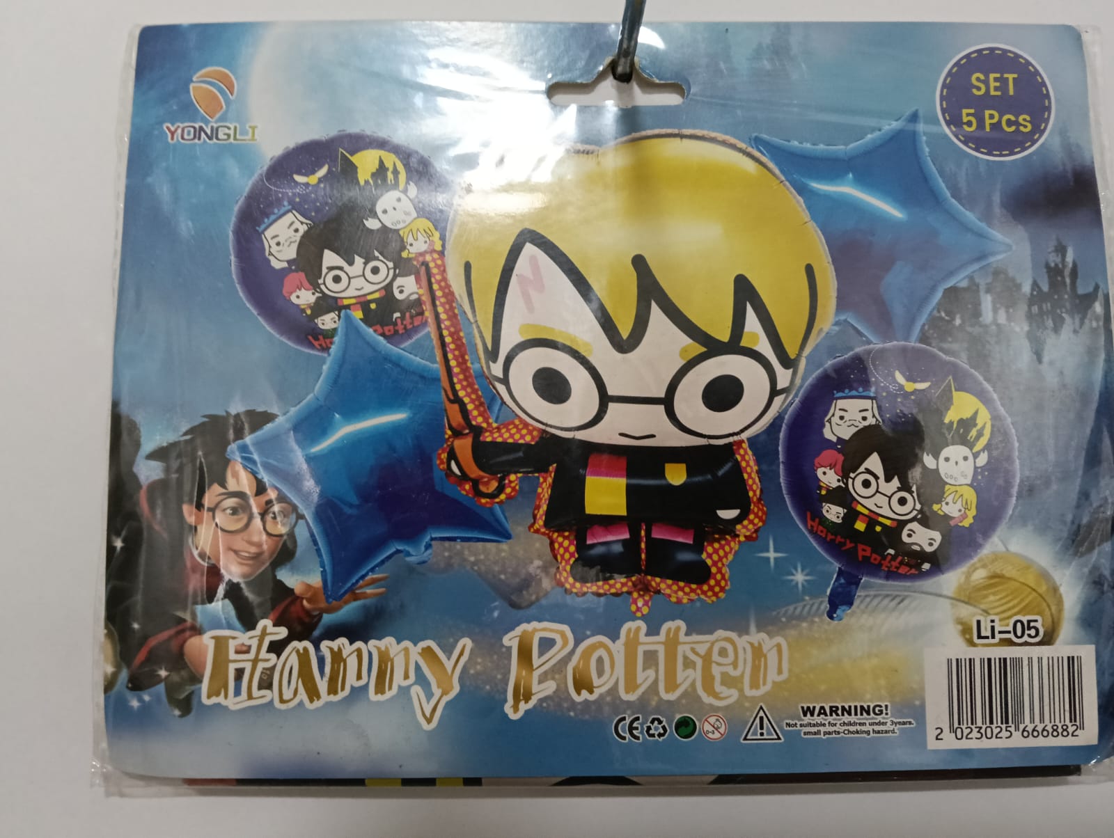 HARRY POTTER SET DE 5 GLOBOS METÁLICOS