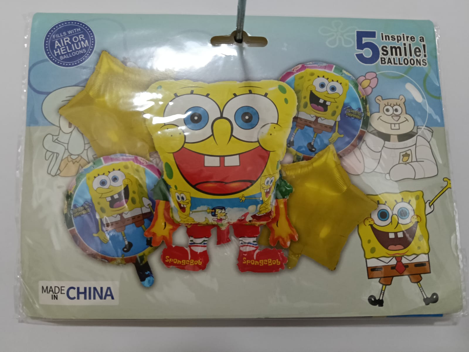 BOB ESPONJA SET 5 GLOBOS METÁLICOS
