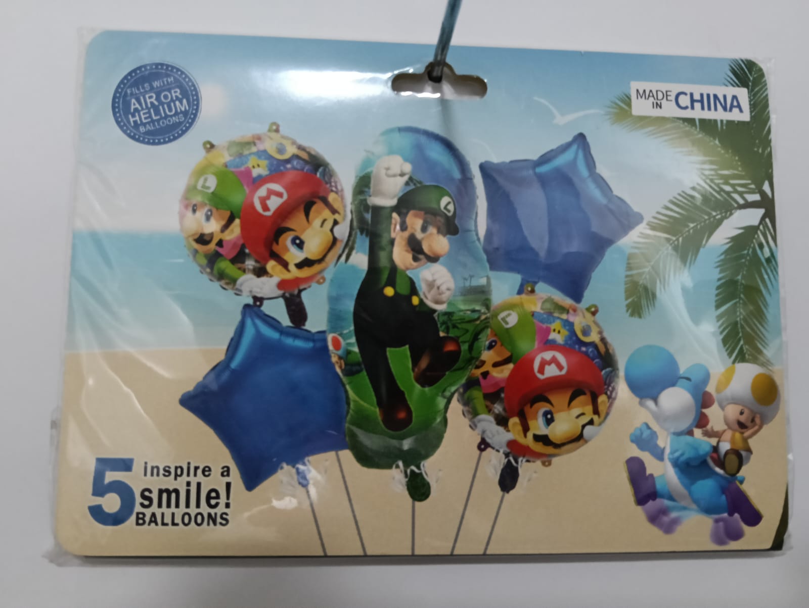 LUIGI MARIO BROS SET 5 GLOBOS METÁLICOS