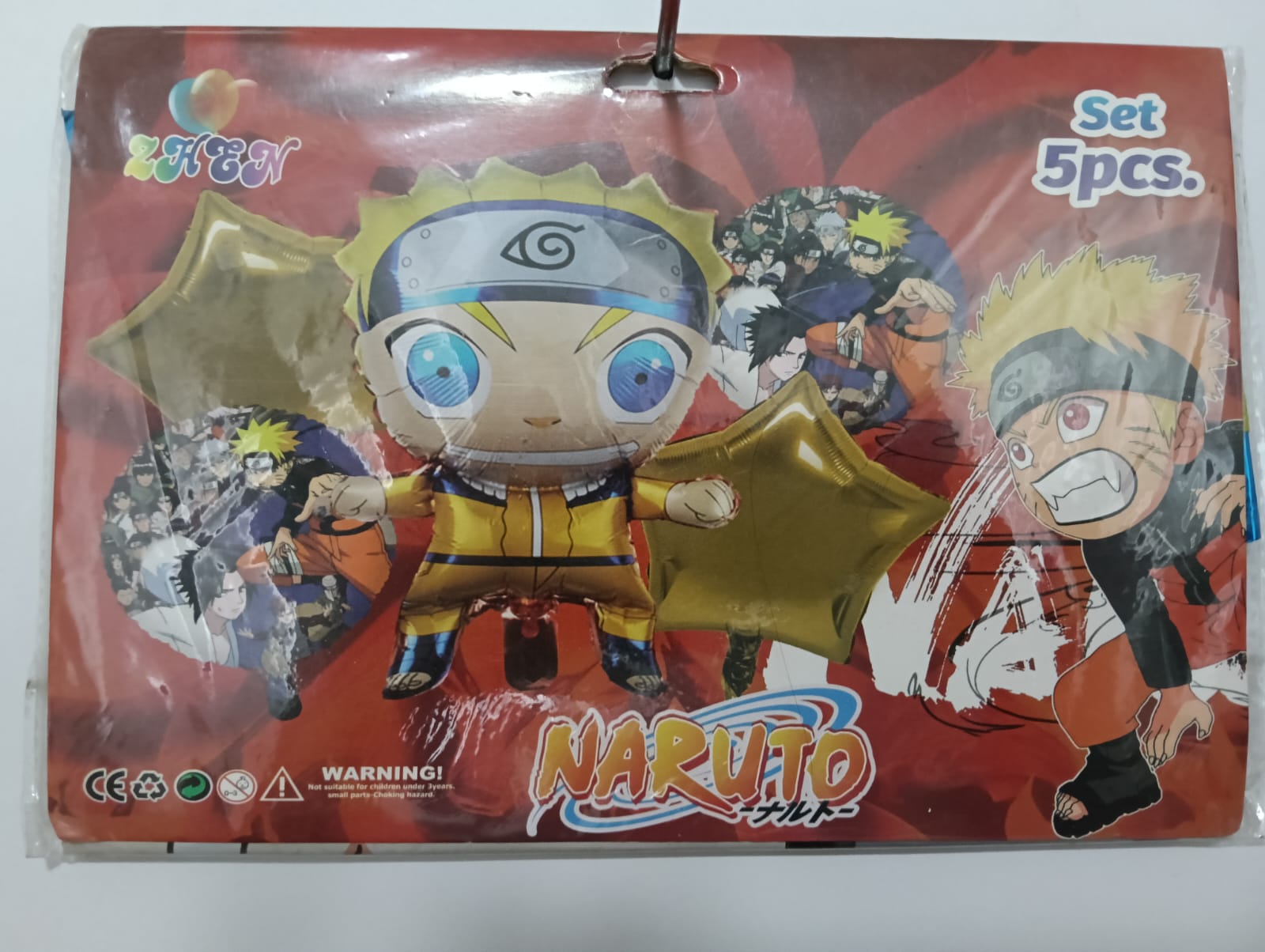 NARUTO SET 5 GLOBOS METÁLICOS