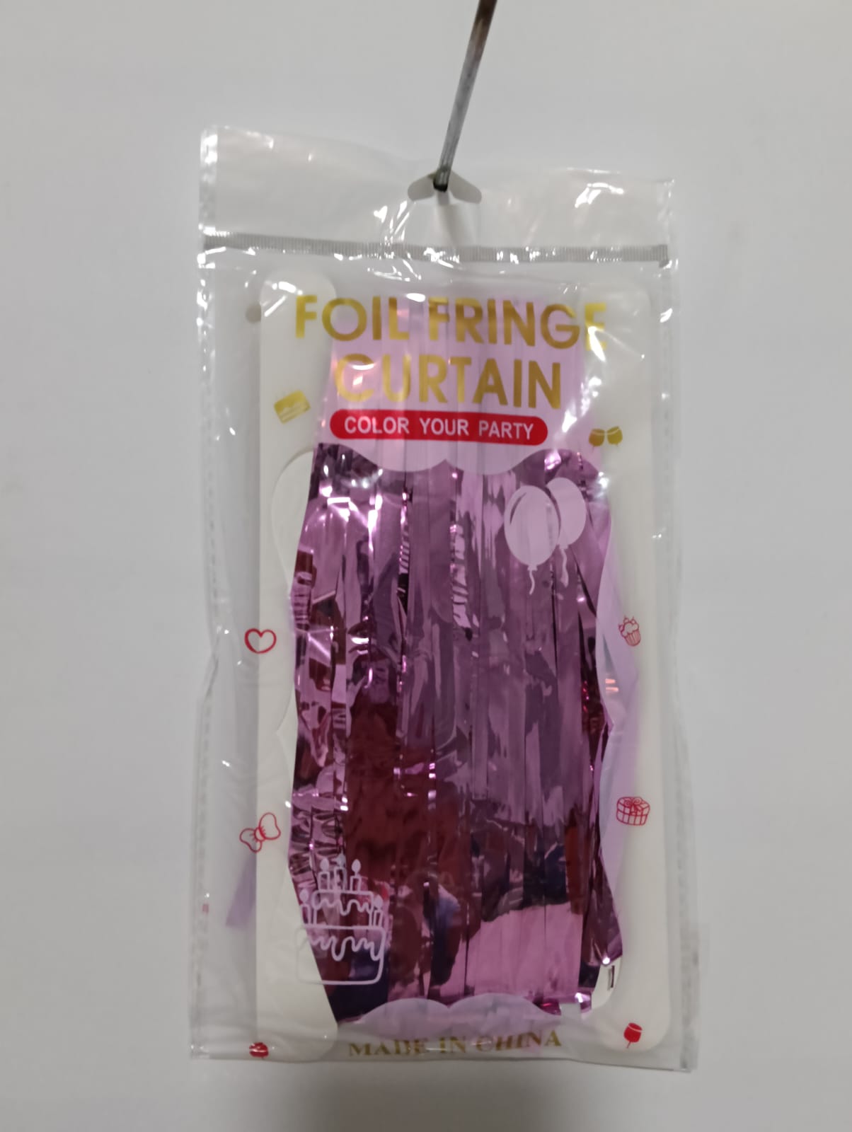 CORTINA LLUVIA ROSA BAJITO METÁLICO