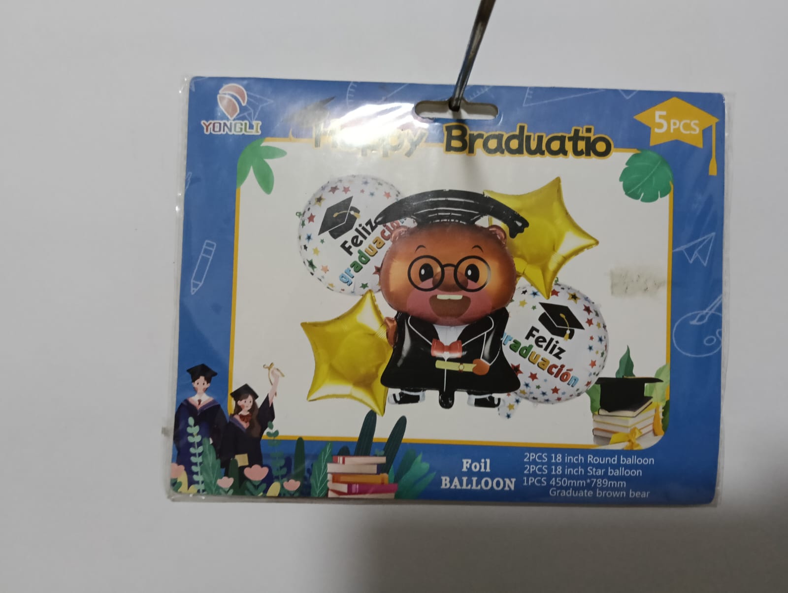 GRADUACIÓN SET DE 5 GLOBOS METÁLICOS
