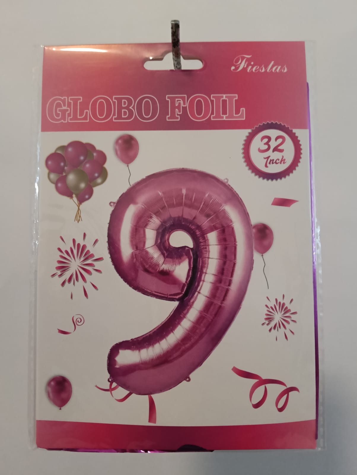 GLOBO DE NÚMERO 9 32 PULGADAS (81.28CM) ROSA