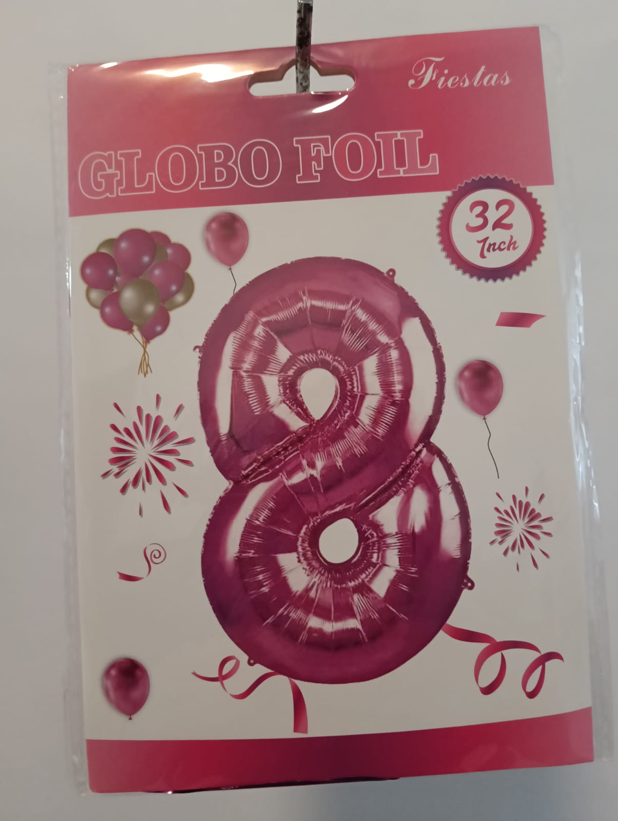 GLOBO DE NÚMERO 8 32 PULGADAS (81.28CM) ROSA