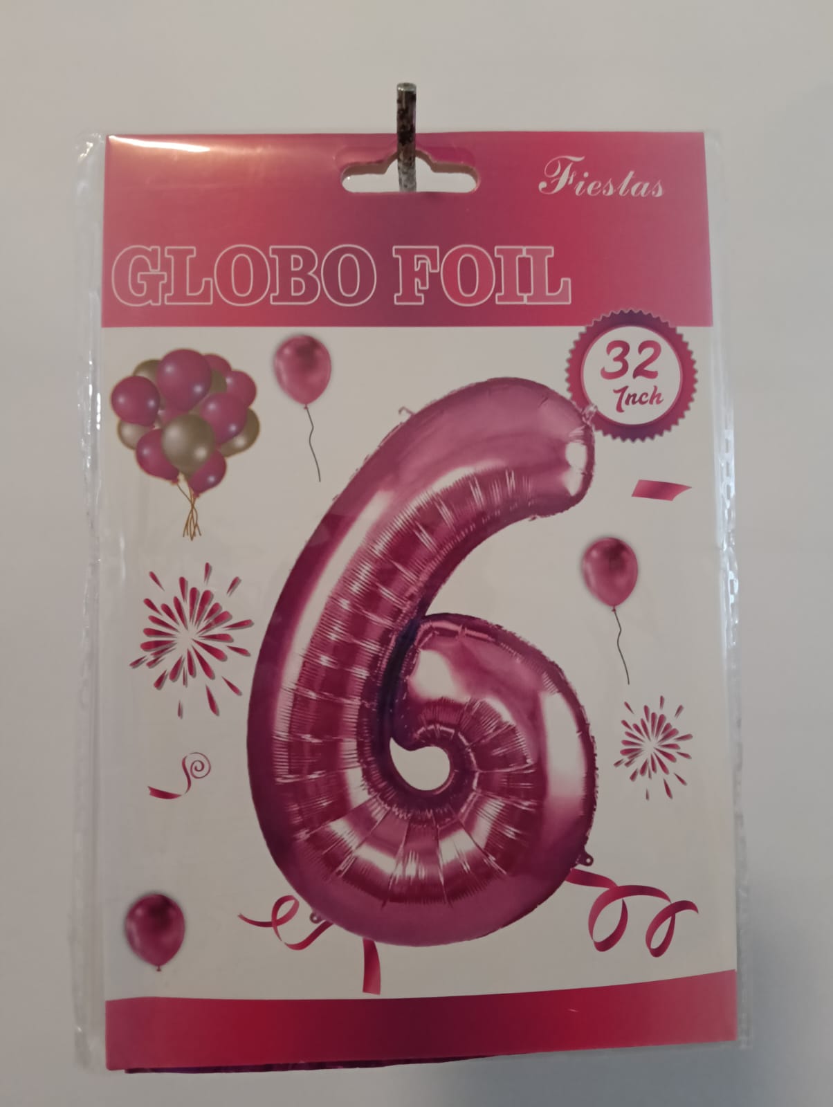 GLOBO DE NÚMERO 6 32 PULGADAS (81.28CM) ROSA