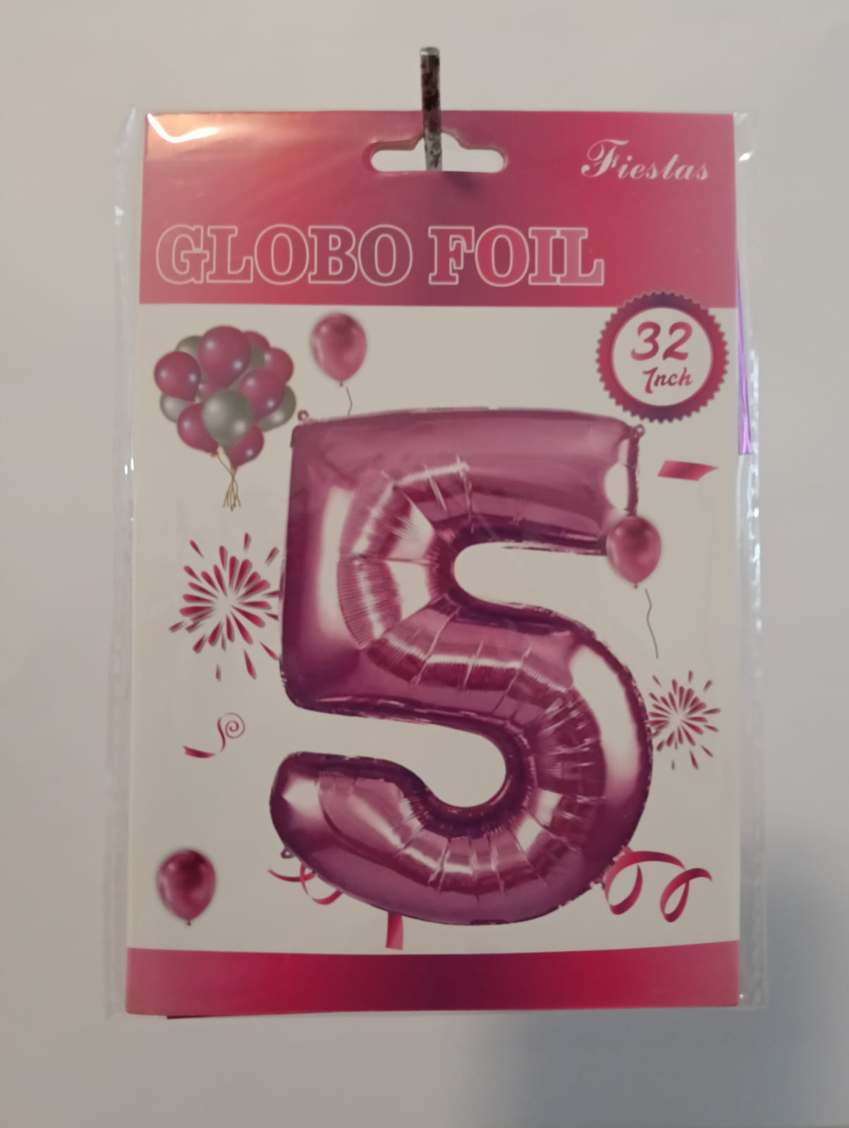 GLOBO DE NÚMERO  5 32 PULGADAS (81.28CM) ROSA