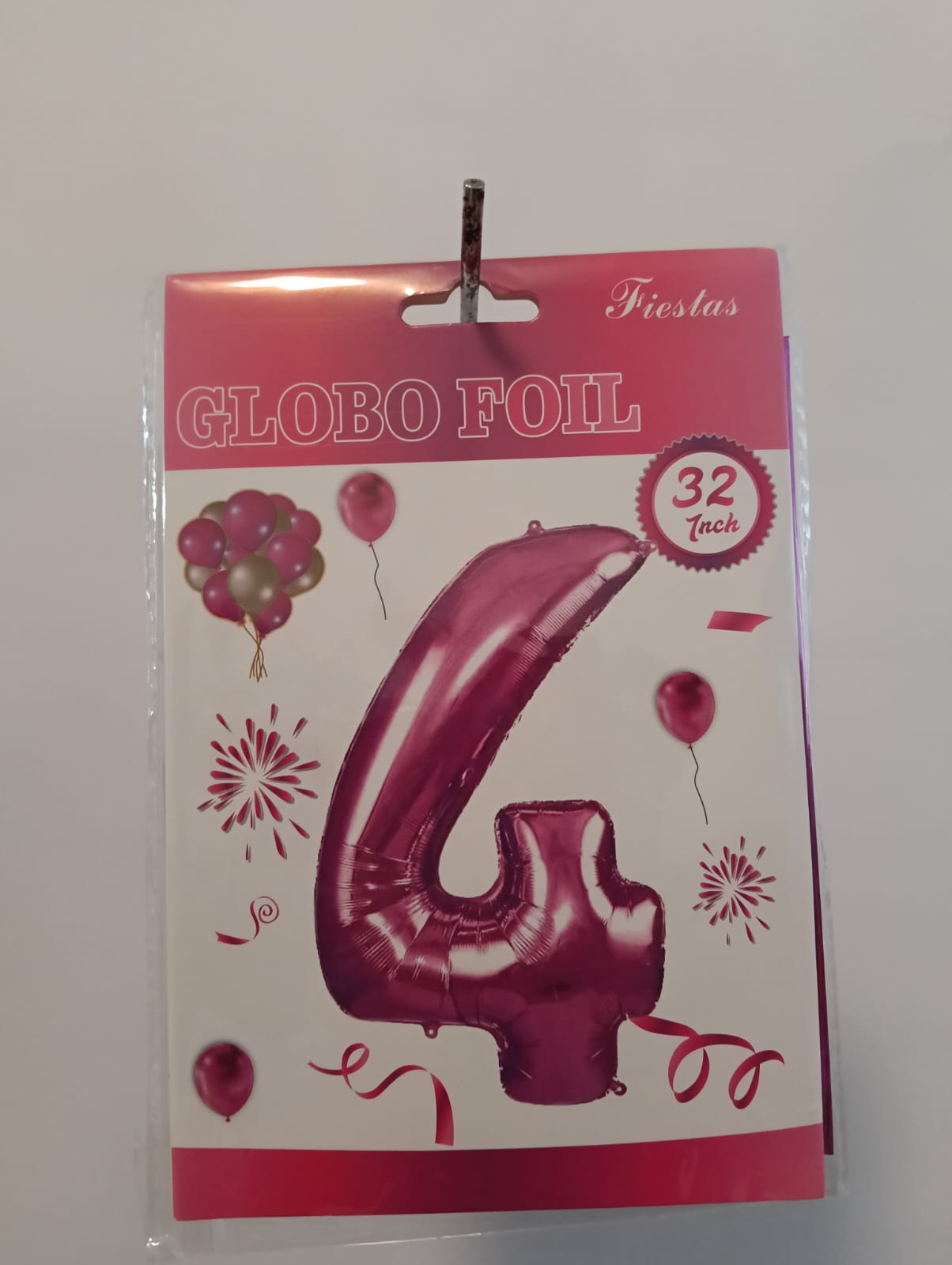 GLOBO DE NÚMERO 4 32 PULGADAS (81.28CM) ROSA