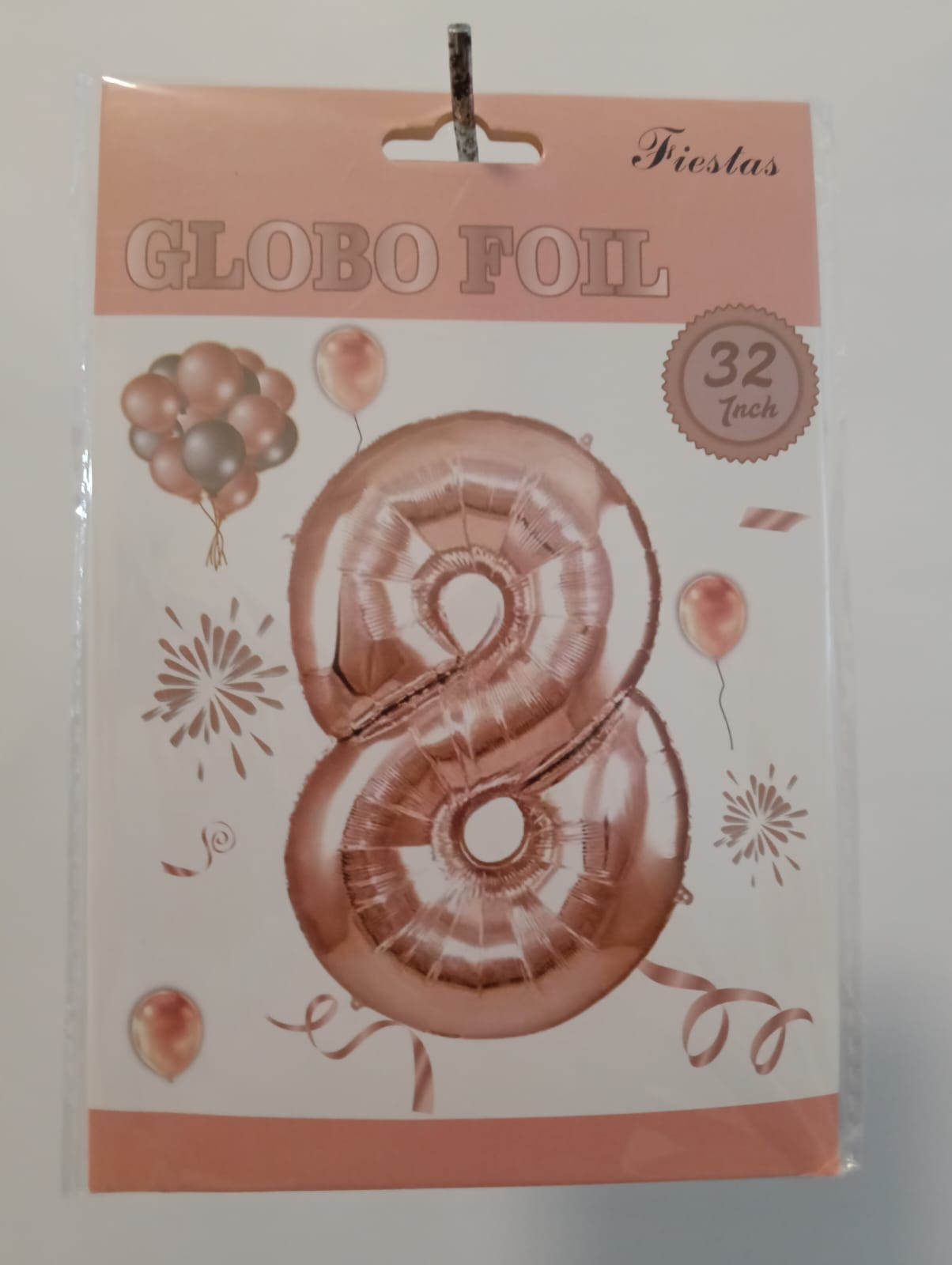 GLOBO DE NÚMERO 8 32 PULGADAS (81.28CM) ROSA ORO