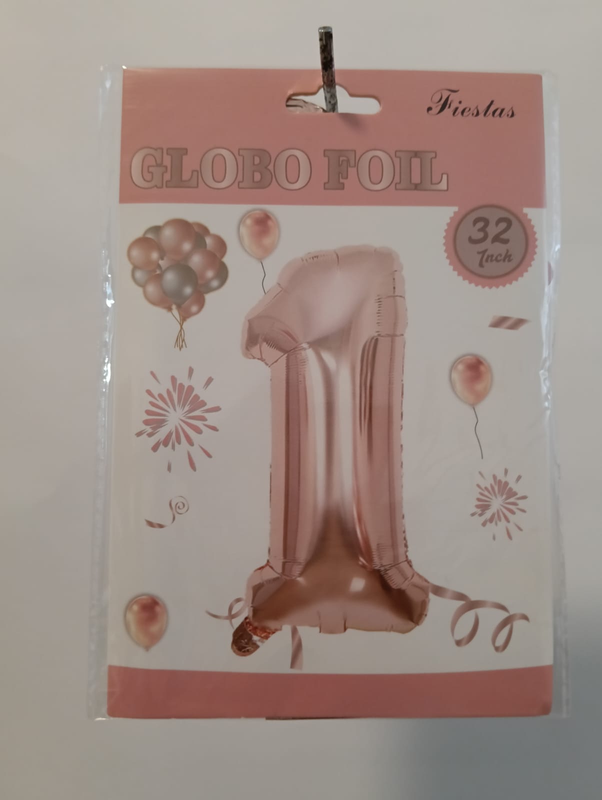 GLOBO DE NÚMERO  1 32 PULGADAS (81.28CM) ROSA ORO