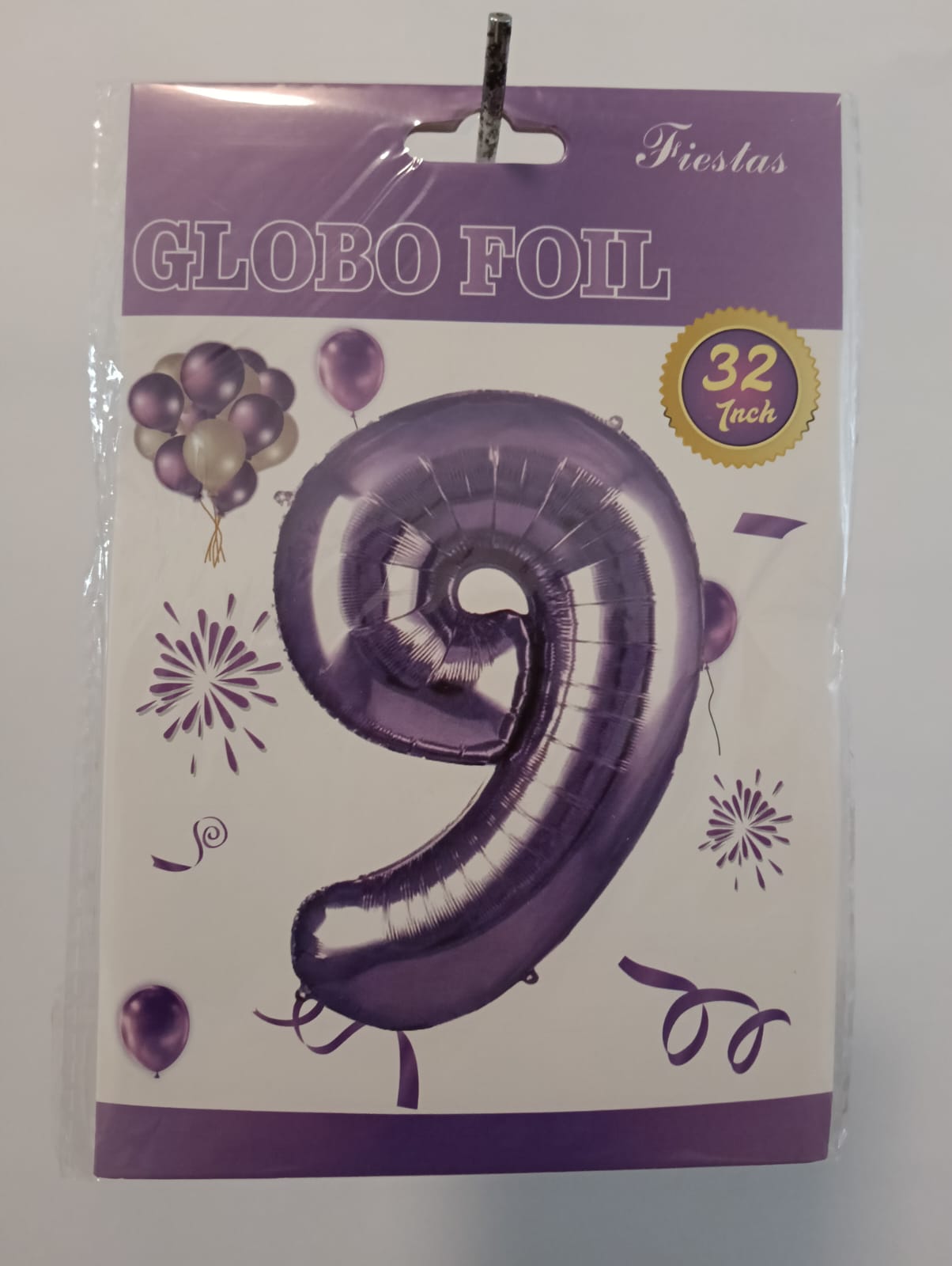 GLOBO DE NÚMERO 9 32 PULGADAS (81.28CM) MORADO