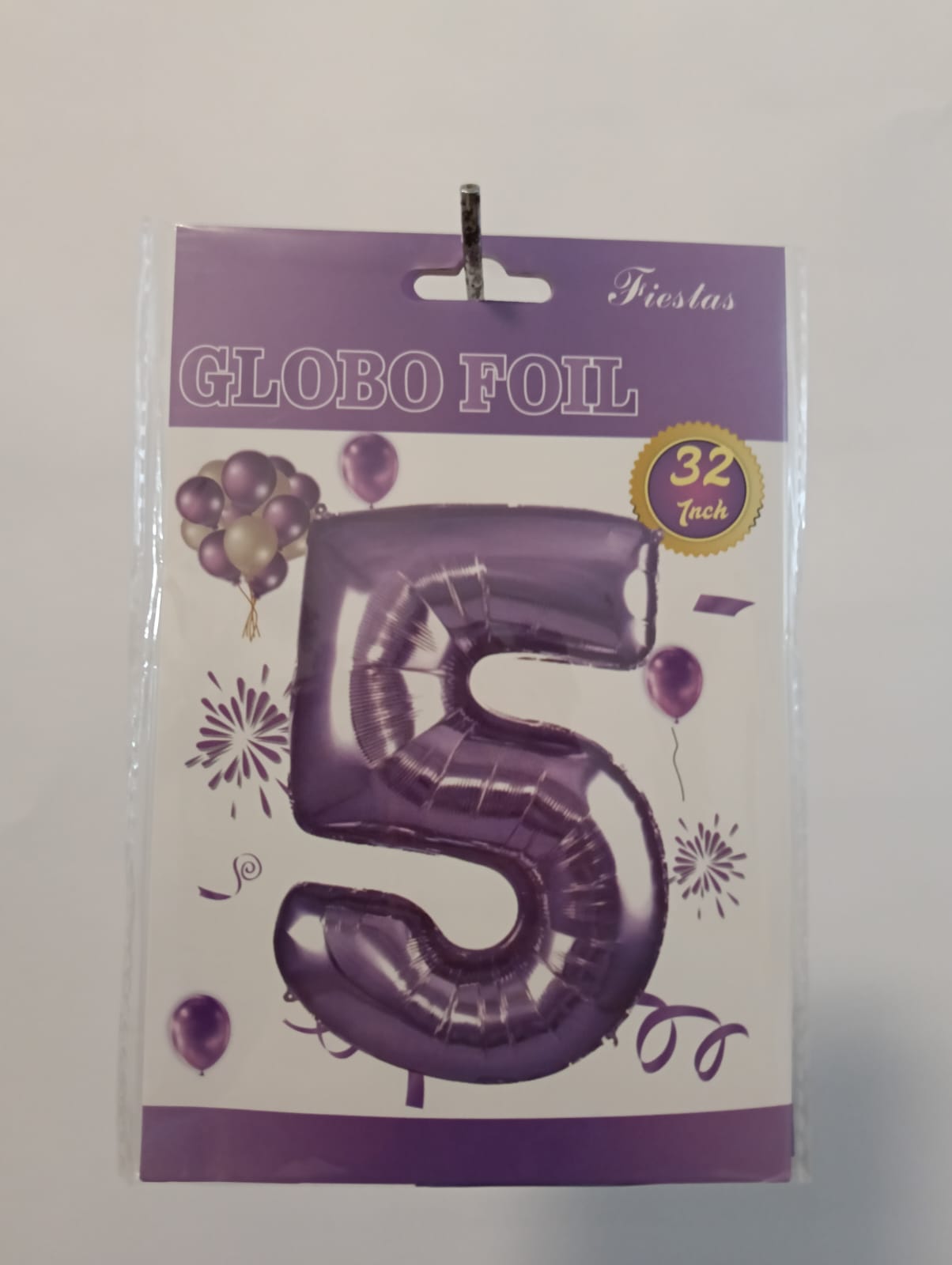 GLOBO DE NUMERO 5 32 PULGADAS (81.28CM) MORADO