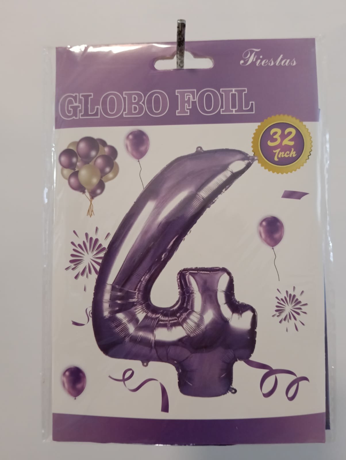 GLOBO DE NÚMERO 4 32 PULGADAS (81.28CM) MORADO