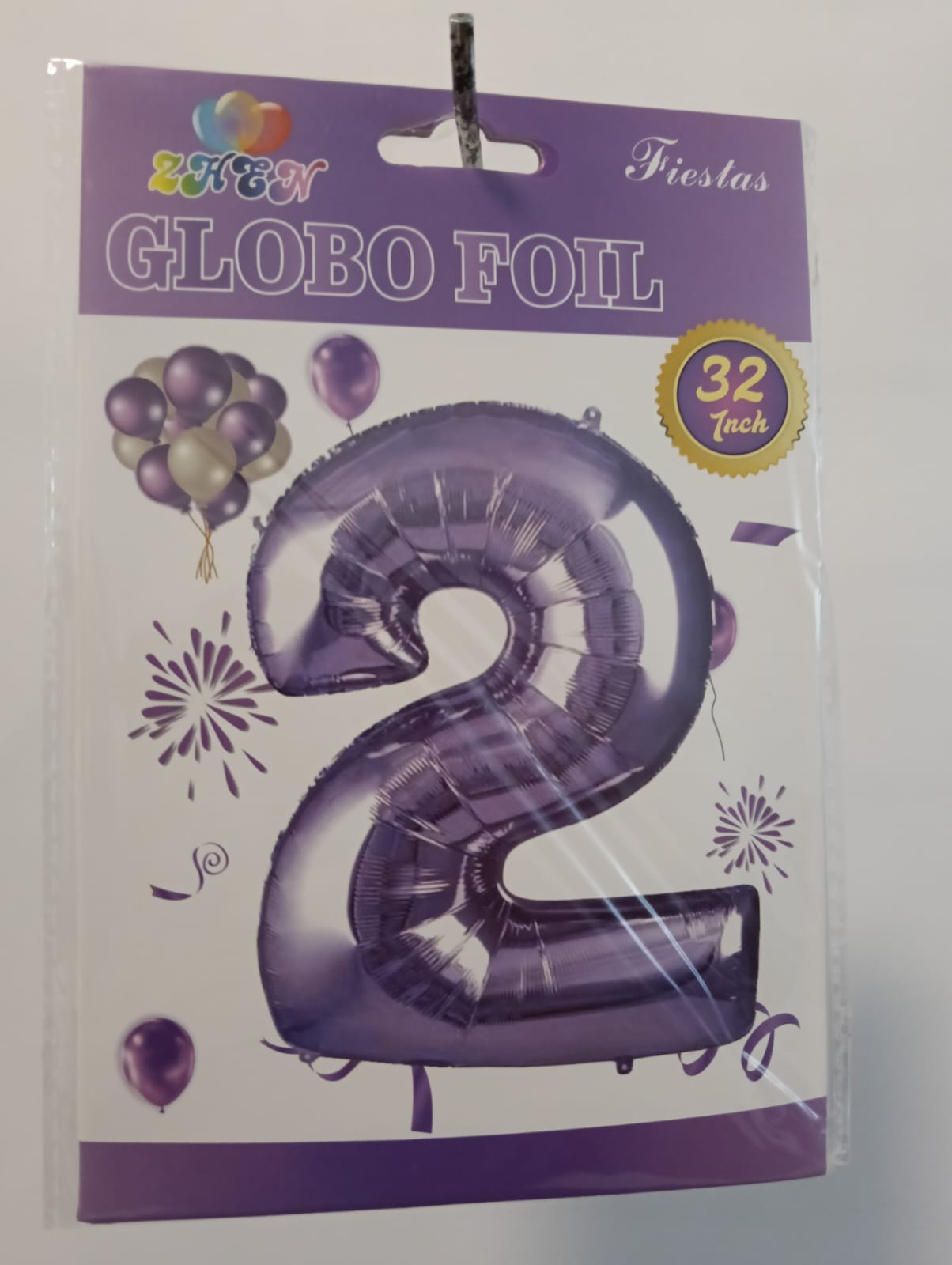 GLOBO DE NÚMERO  2 32 PULGADAS (81.28CM) MORADO