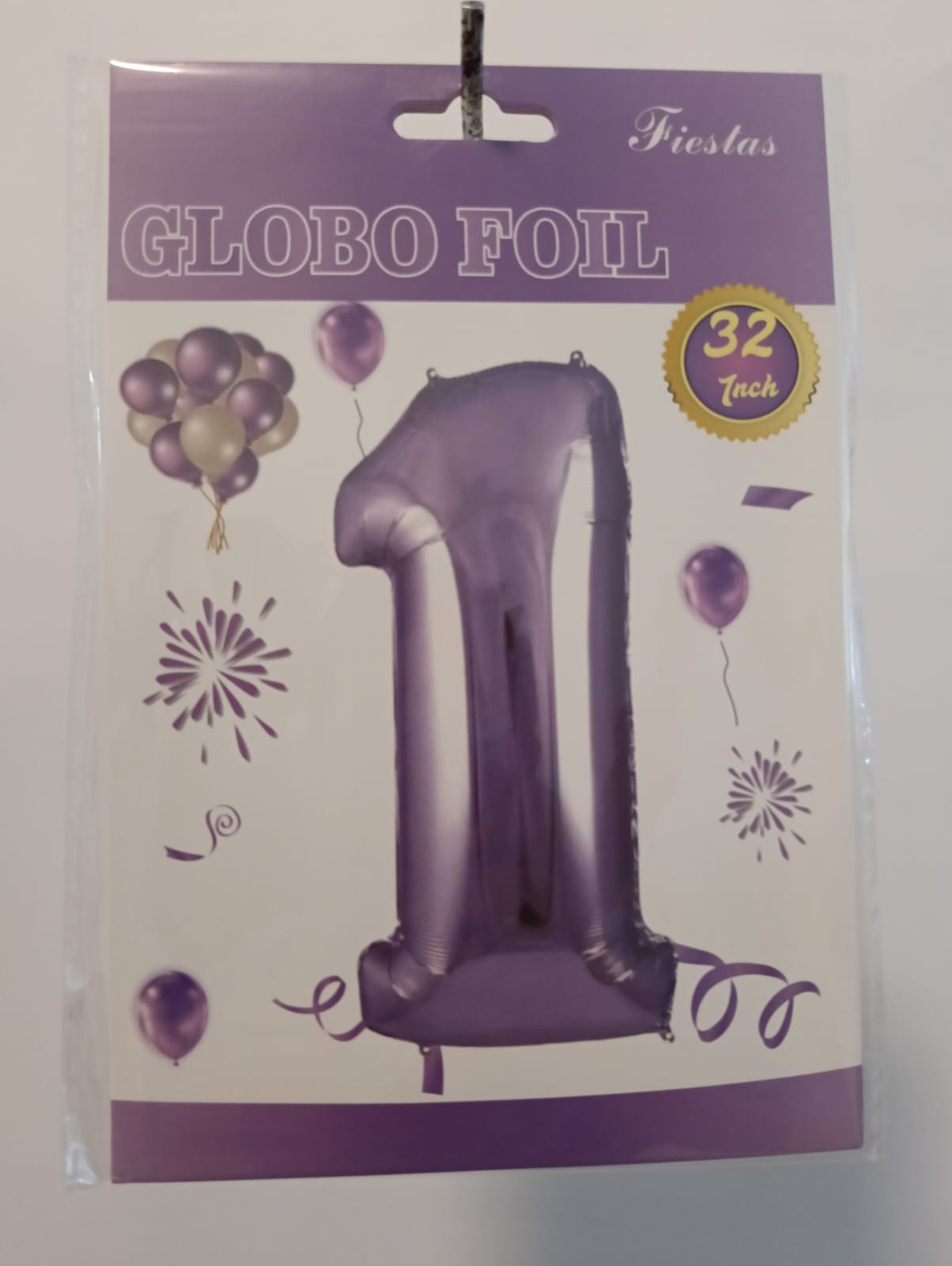 GLOBO DE NÚMERO  1 32 PULGADAS (81.28CM) MORADO