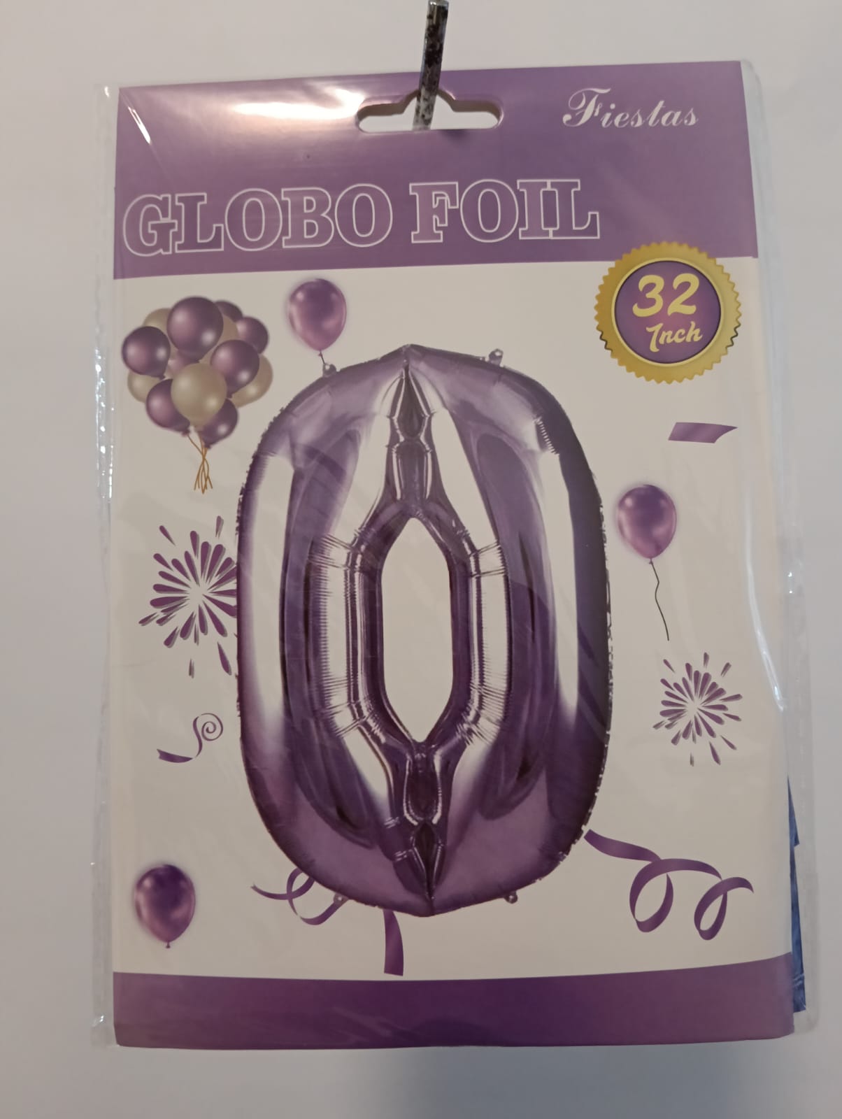 GLOBO DE NÚMERO 0 32 PULGADAS (81.28CM) MORADO