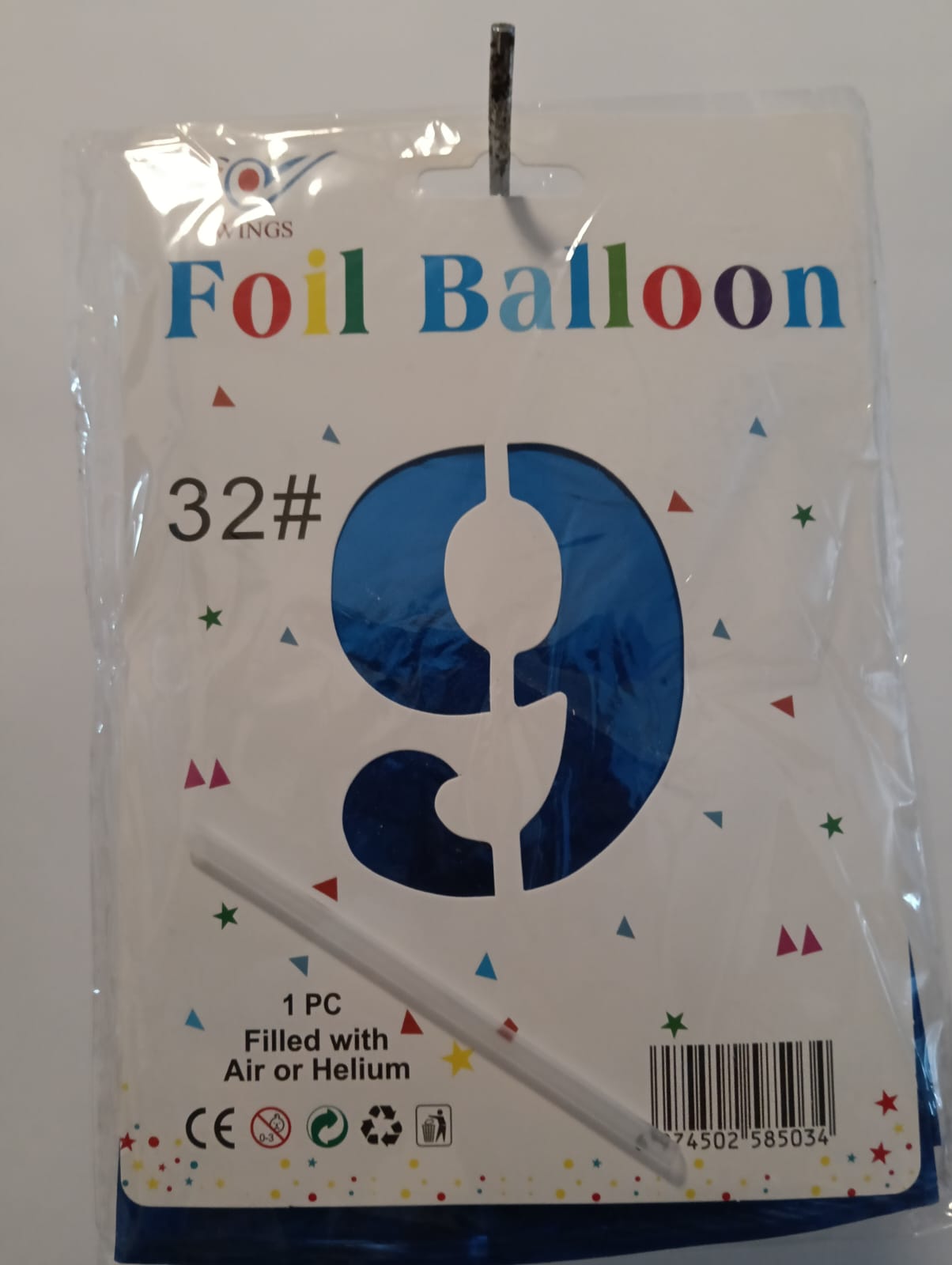 GLOBO DE NÚMERO 9 32 PULGADAS (81.28CM) AZUL