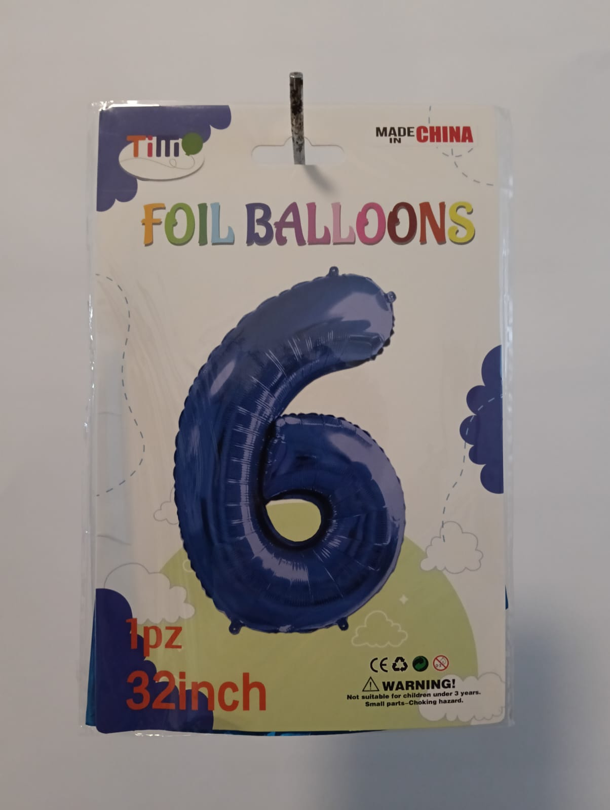 GLOBO DE NÚMERO 6 32 PULGADAS (81.28CM) AZUL