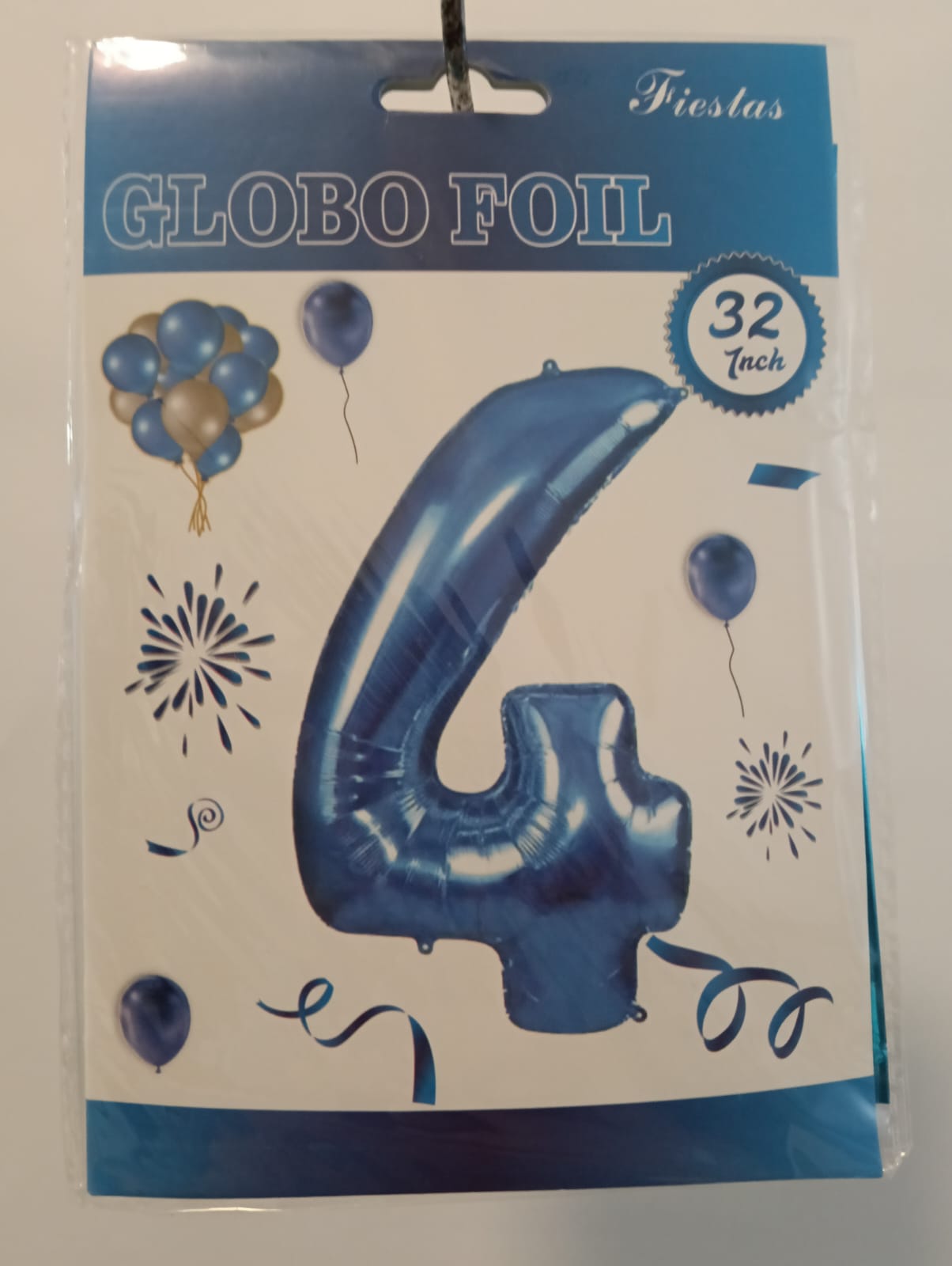 GLOBO DE NÚMERO 4 32 PULGADAS (81.28CM) AZUL