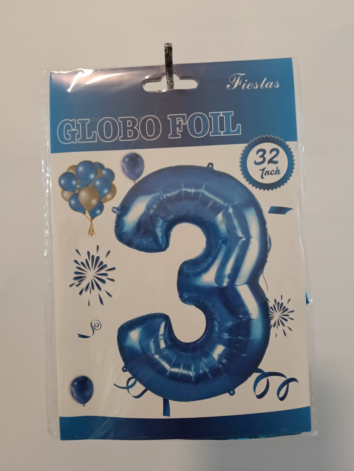 GLOBO DE NÚMERO 3 32 PULGADAS (81.28CM) AZUL
