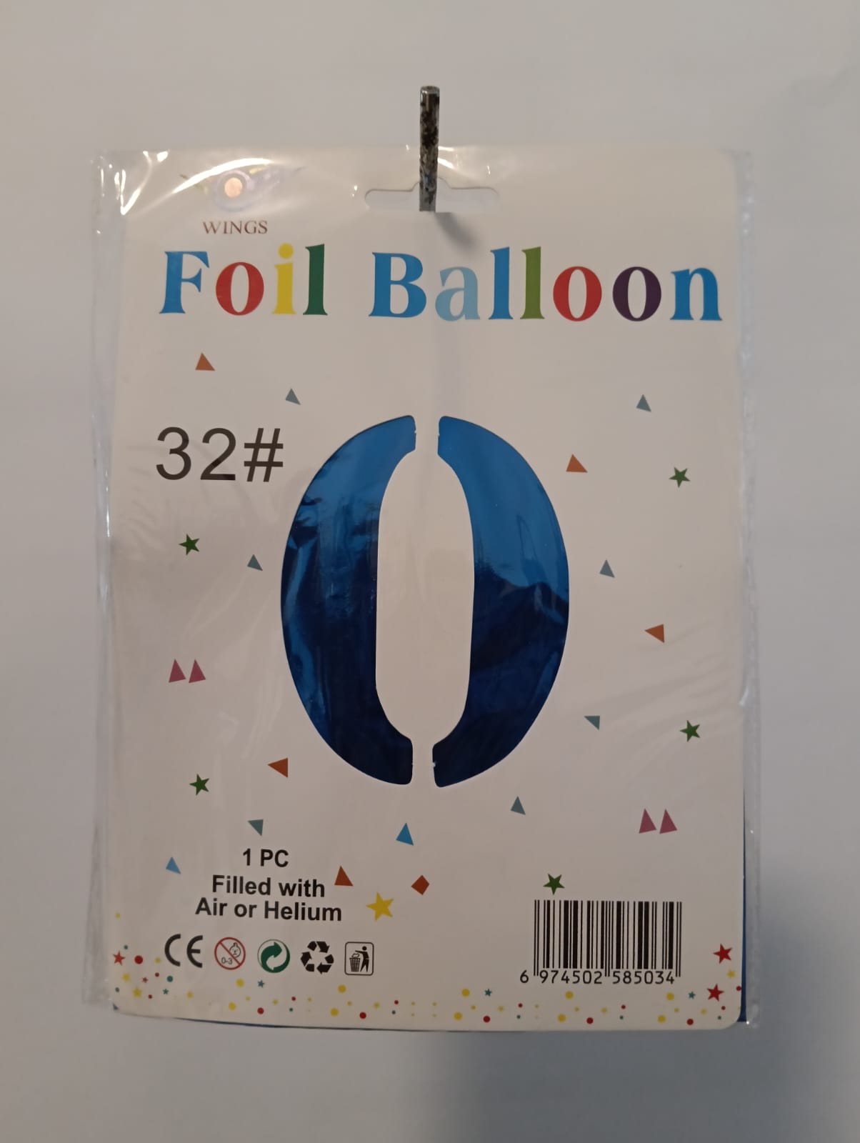 GLOBO DE NÚMERO 0 32 PULGADAS (81.28CM) AZUL