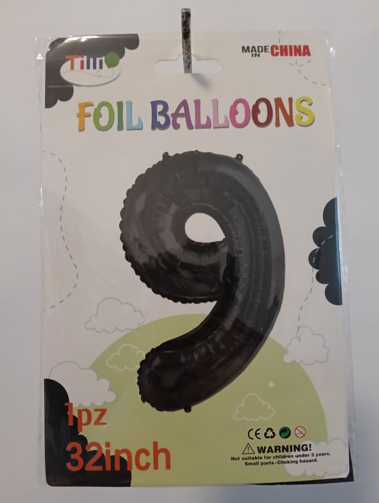 GLOBO DE NUMERO 9 32 PULGADAS (81.28CM) NEGRO