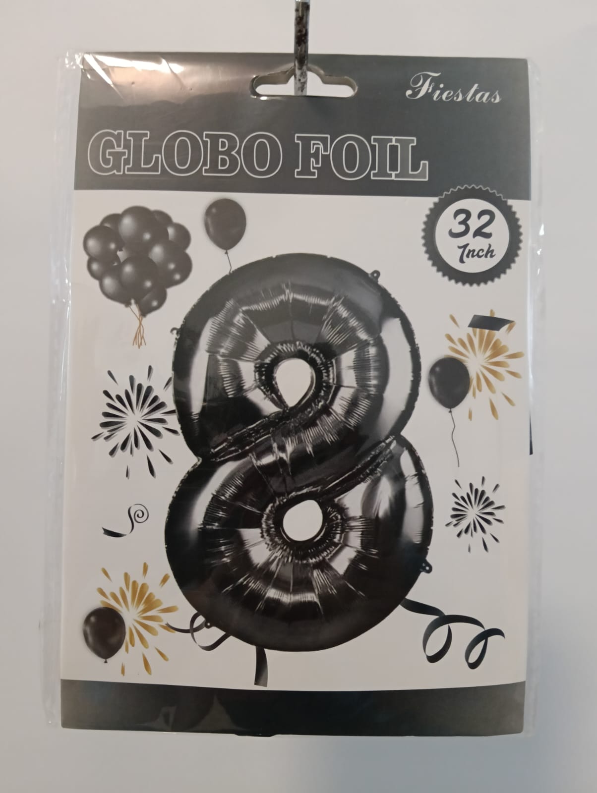 GLOBO DE NUMERO 8 32 PULGADAS (81.28CM) NEGRO