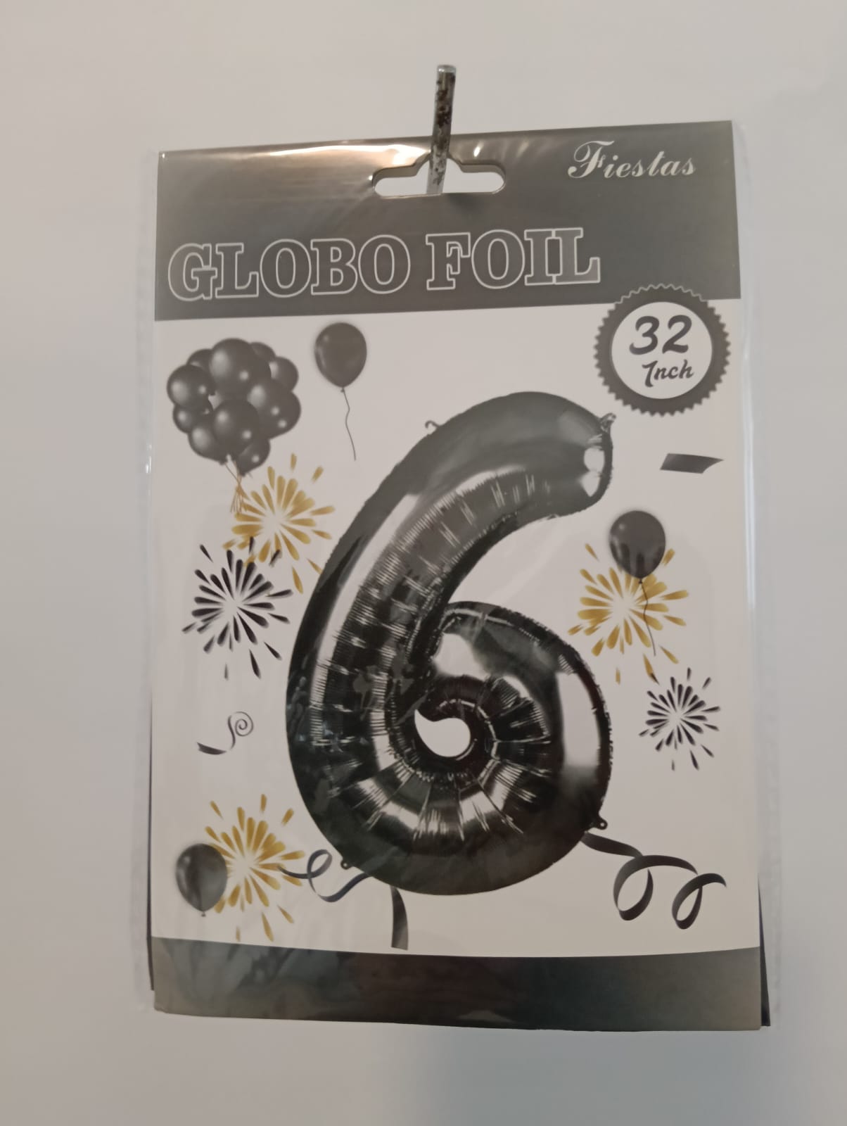 GLOBO DE NUMERO 6 32 PULGADAS (81.28CM) NEGRO