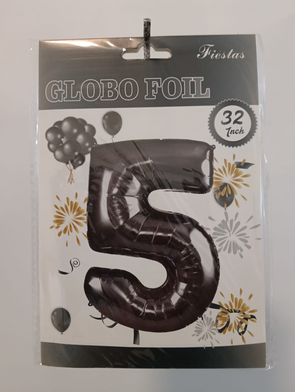 GLOBO DE NUMERO 5 32 PULGADAS (81.28CM) NEGRO